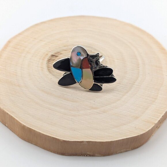 Genuine Native American Jewelry Zuni Ring Hummingbird Style Tribal sz 7.5 *** - Picture 3 of 11